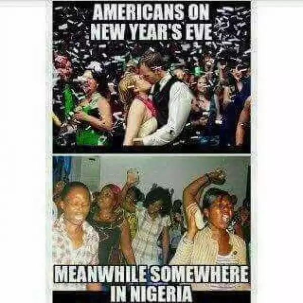 Hilarious Photo: How Americans Vs Nigerians Celebrate The New Year